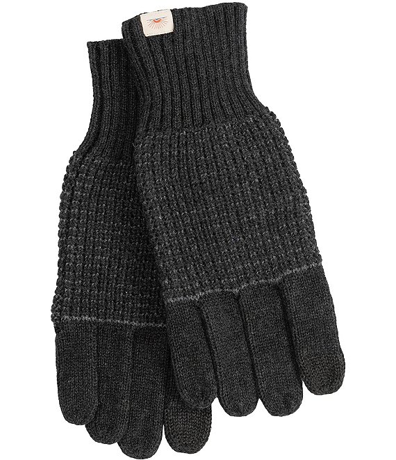 Faherty Plaited Waffle Textured Cashmere Blend Gloves, Ash - Image 1