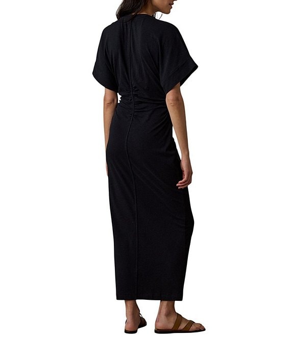 v neck maxi dress with short sleeves Coast Women's Honoured V Neck Angel Short Sleeve Satin Maxi Bridesmaid Dress in Black
