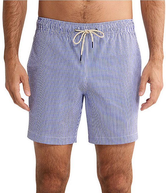Fair Harbor Bayberry Striped 7#double; Inseam Swim Trunks