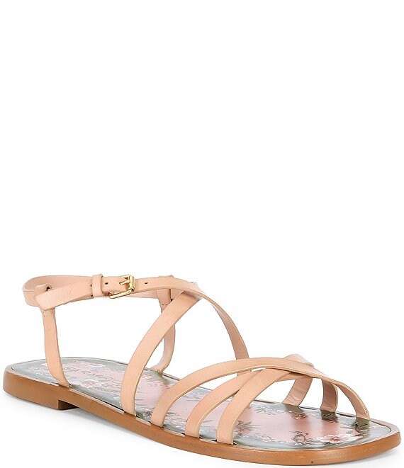 Farm Rio Spring Leather Strappy Flat Sandals