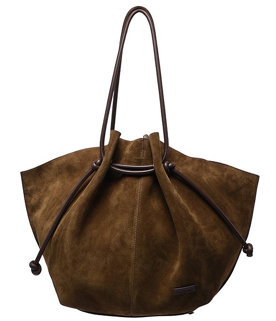 Farm Rio Suede Slouchy Drawstring Tote Bag