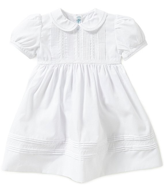 Color:White - Image 1 - Baby Girls 12-24 Months Pintuck and Lace Dress