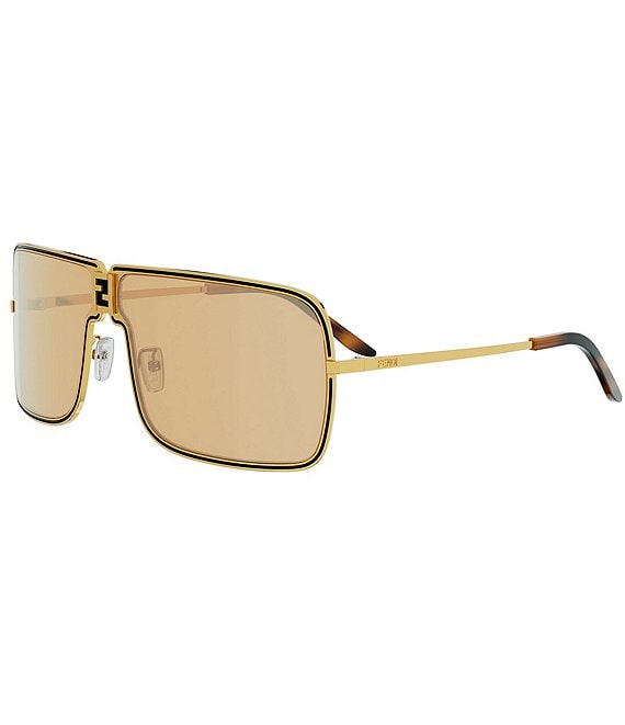 FENDI Unisex FENDIness 57mm Shield Sunglasses, Shiny Gold/Orange - Image 1