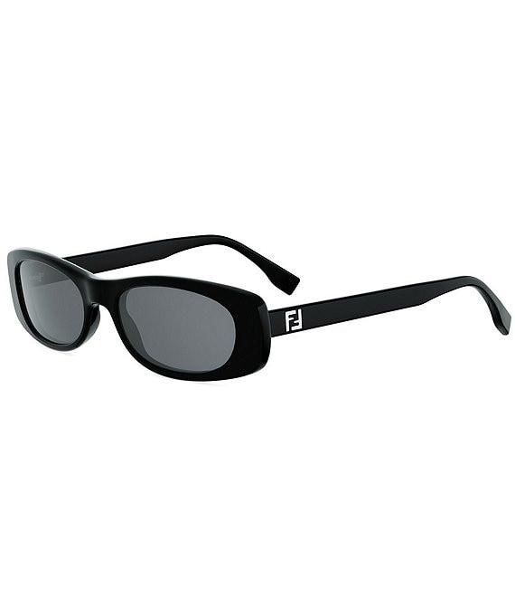 FENDI Women's FF Squared 53mm Oval Sunglasses, Shiny Black/Smoke - Image 1