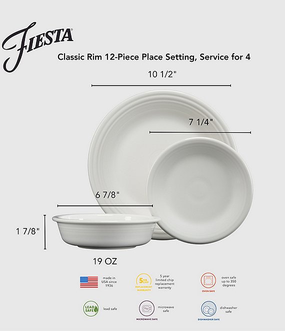 Fiesta 12-Piece Classic Dinnerware Set | Dillard's