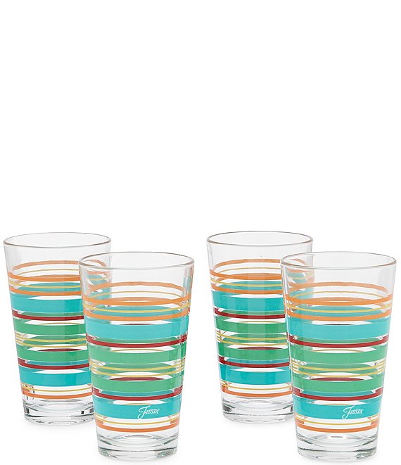 Color:Multi - Image 1 - Rainbow Radiance Stripe Highball Glasses, Set of 4