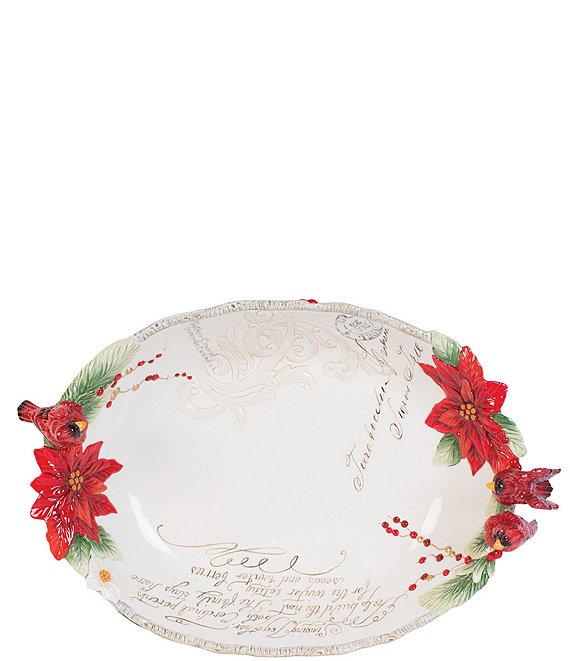 Fitz and Floyd Cardinal Christmas Centerpiece Bowl, Red - Image 1