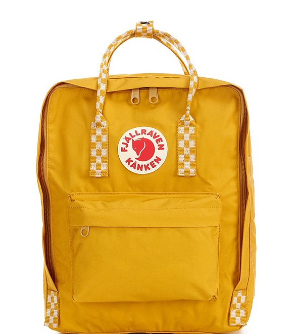 Color:Ochre/Chess - Image 1 - Patch Logo Kanken Chess Colorblock Handles Water-Resistant Backpack