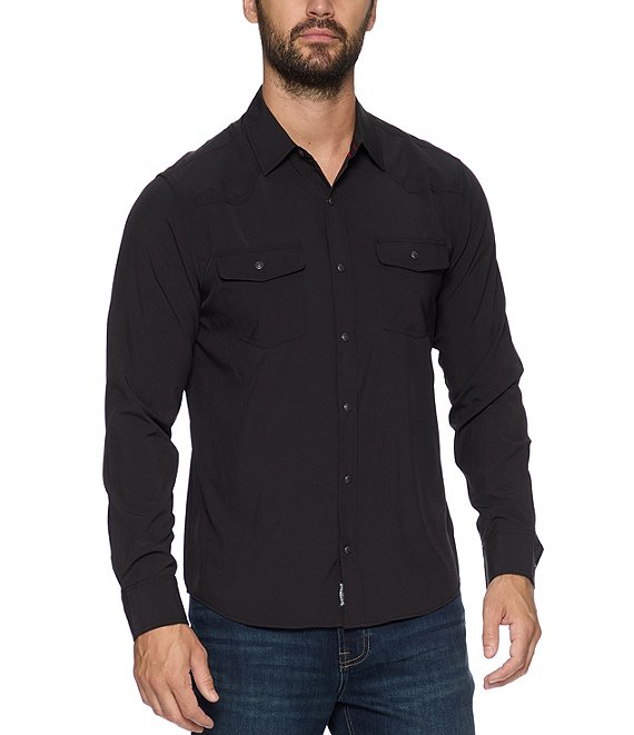 Flag and Anthem Long Sleeve Longmont UPF Performance Western Shirt, Black - Image 1