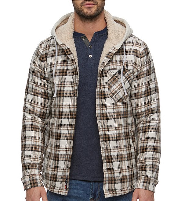 Flag and Anthem Long Sleeve Oakwood Plaid Faux Sherpa Lined Hooded ...