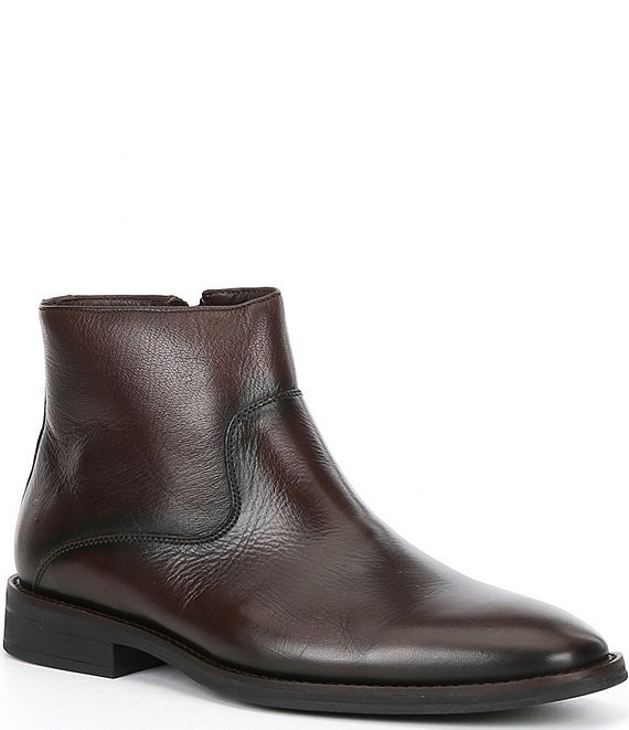 mens soft leather dress boots Stacy Adams Men's Cognac Santos Side Zip Boots
