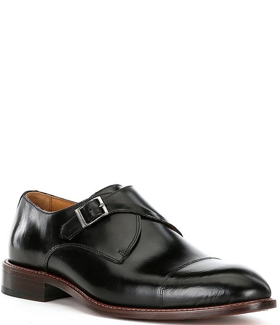 Color:Black - Image 1 - Men's Randall Cap Toe Monk Strap Dress Shoes