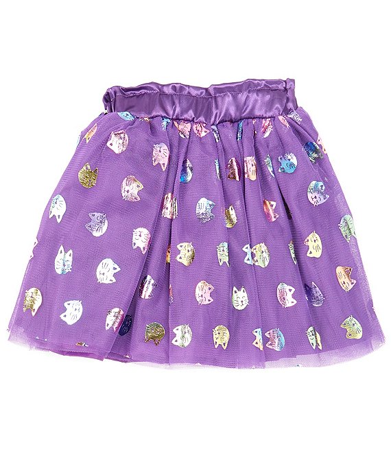 Color:Purple - Image 1 - Little Girls 2T-6X Foil Cat Face Kitty Tutu Skirt
