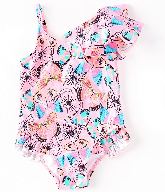 Flapdoodles Little Girls 2T-6X Butterfly With Flutter Sleeve One -Piece Swimsuit