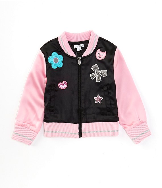 Flapdoodles Little Girls 2T 6X Color Block Satin Baseball Jacket