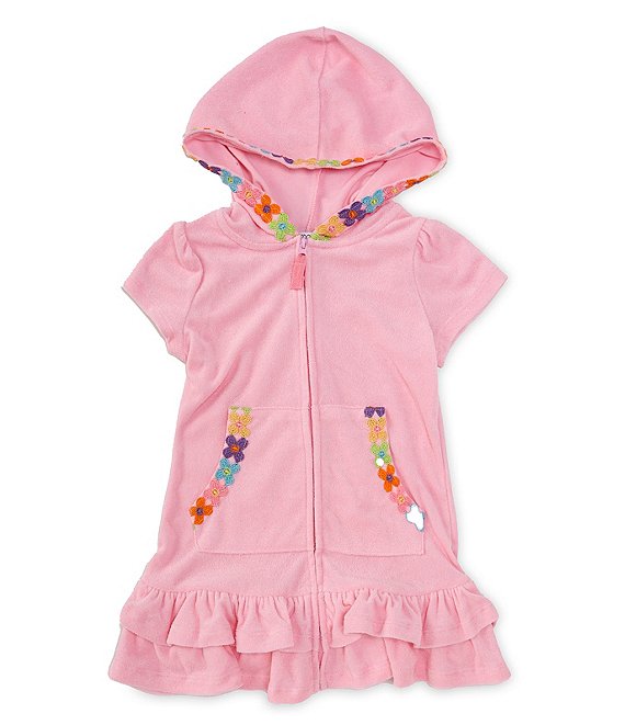 Flapdoodles Little Girls 2T-6X Short Sleeve French Terry Hooded ...