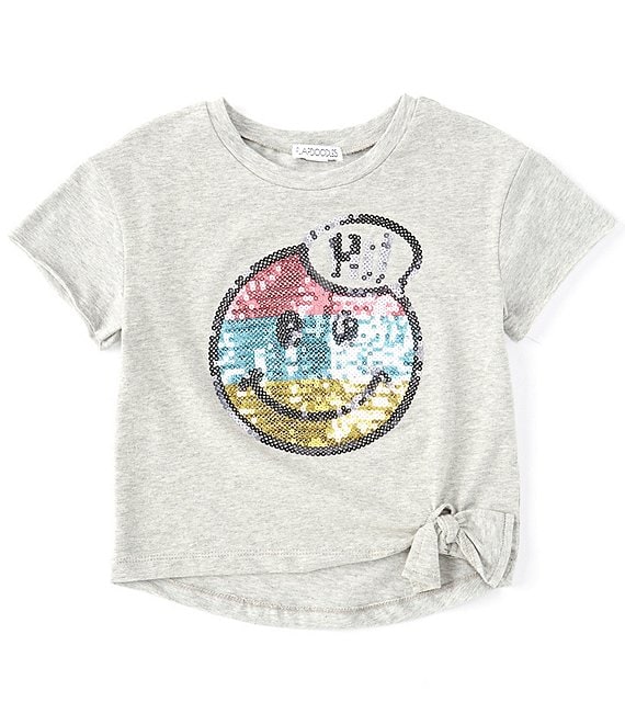 Flapdoodles Little Girls 4-6X Short-Sleeve Sequin Smiley Face Graphic ...