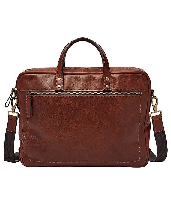 Fossil Haskell Leather Laptop Double Zip Workbag | Dillard's