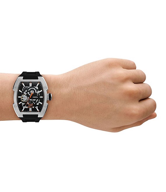 Fossil Men's Machine X1 Automatic Black Silicone Strap Watch