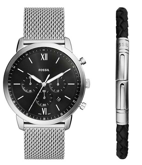 Fossil Men's Neutra Chronograph Stainless Steel Mesh Watch And Bracelet ...