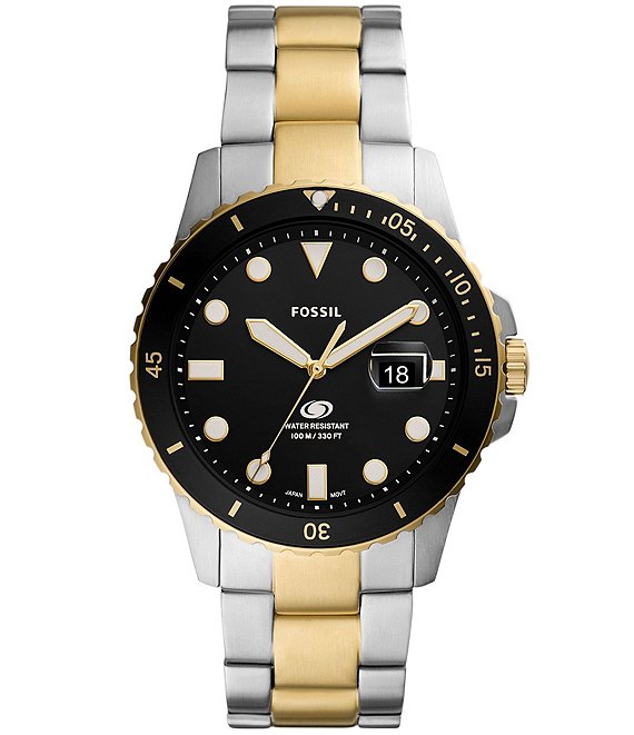 Color:Two Tone - Image 1 - Men's Quartz Analog 42mm Two Tone Stainless Steel Watch