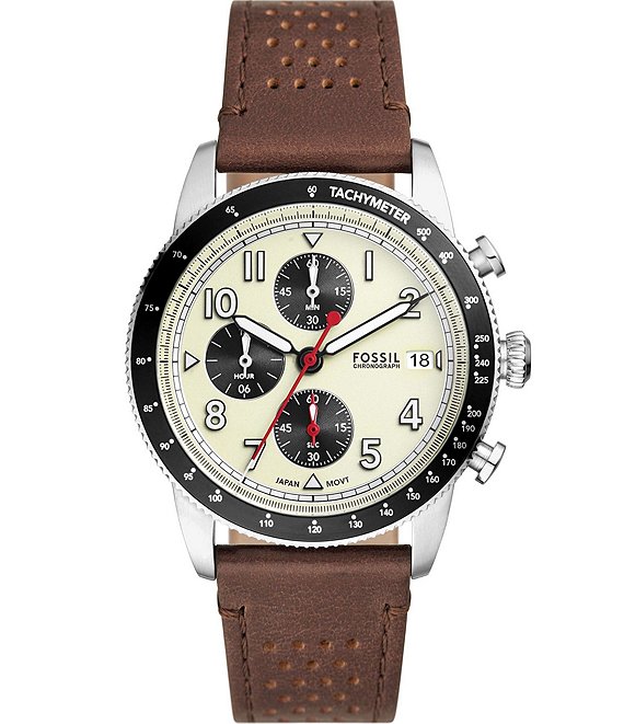 Fossil Mens Nate Chronograph Brown Leather Band India | Ubuy