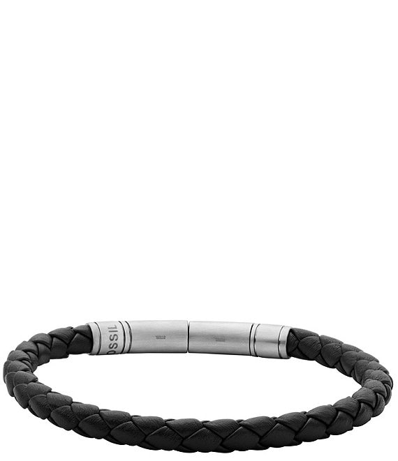 Fossil Men's Vintage Casual Braided Leather Bracelet