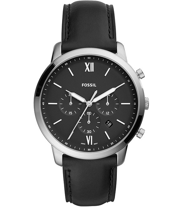 Color:Black - Image 1 - Neutra Chronograph Black Leather Watch
