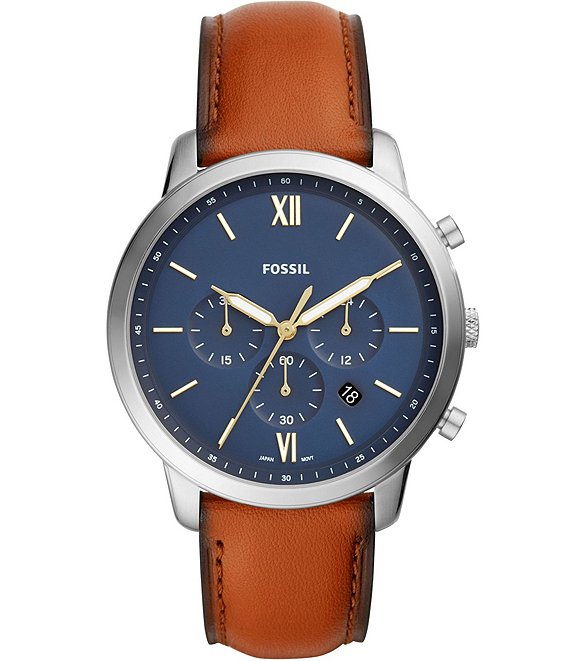 Color:Brown - Image 1 - Neutra Chronograph Blue Dial Brown Leather Watch