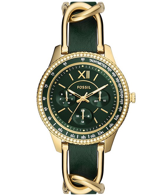 Fossil Stella Multifunction Green Eco Leather Watch