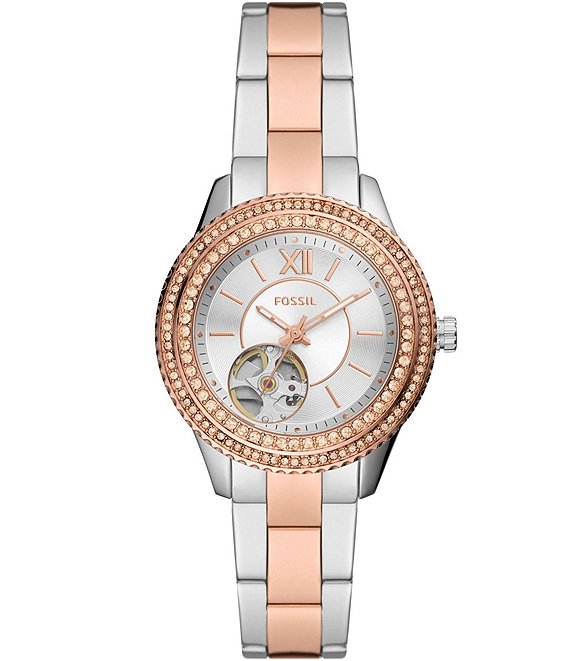 Fossil Women's Stella Automatic Two-Tone Stainless Steel Bracelet Watch ...