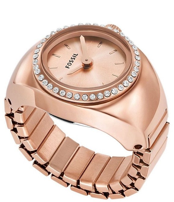 Watch Ring Two-Hand Gold-Tone Stainless Steel - ES5308 | Bague montre,  Bague, Bracelet extensible