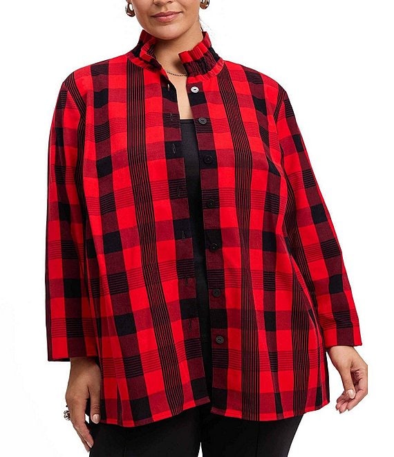 Plus size buffalo plaid jacket store