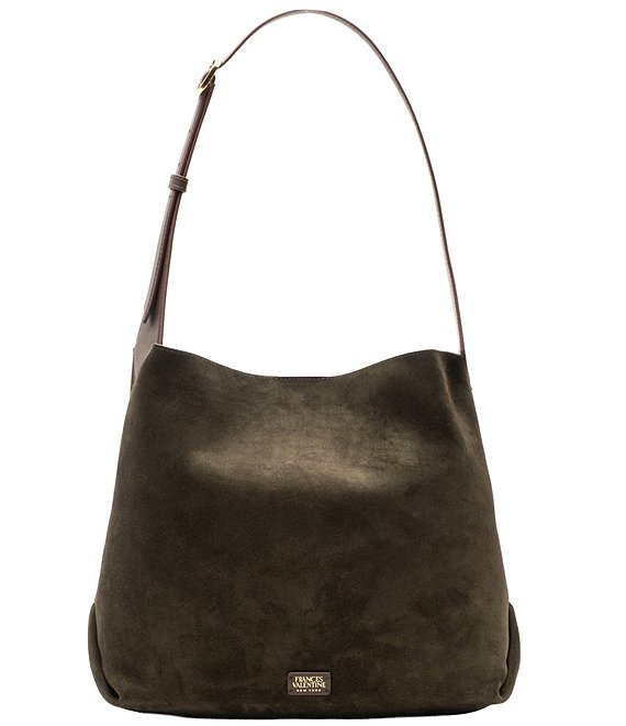 FRANCES VALENTINE Hunter Suede Tote Bag, Olive - Image 1