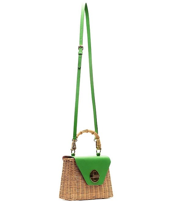 FRANCES VALENTINE Mini Midge Wicker Bamboo Handle Satchel Basket