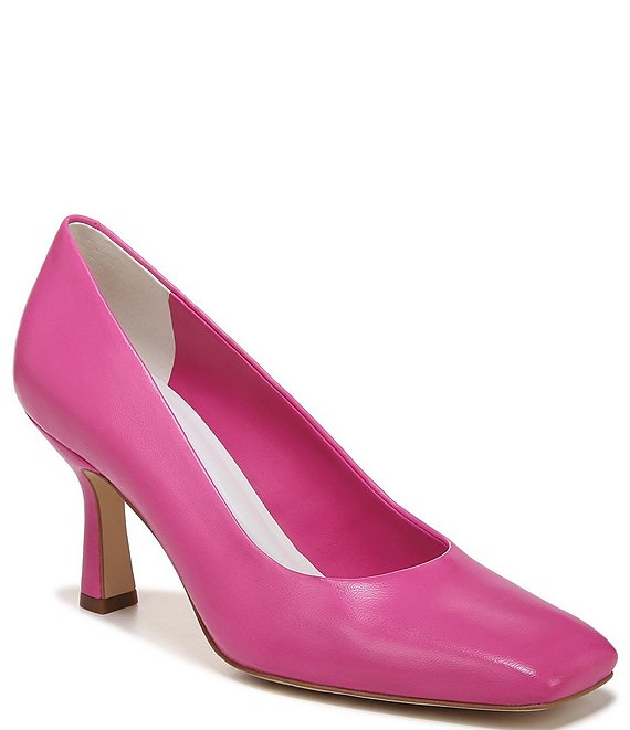 Color:Pink - Image 1 - Flexa Aela Leather Square Toe Pumps