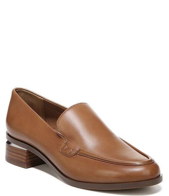 Color:Cognac - Image 1 - New Bocca Leather Block Heel Loafers