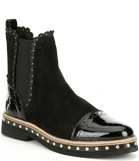 black booties with rubber heel