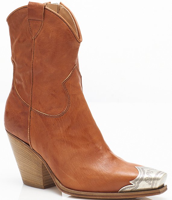 Free People Brayden Leather Metal Toe Tip Western Booties Dillard s