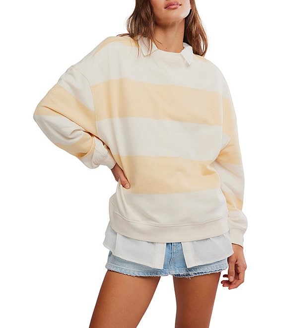 Free People Classic Stripe Crew Wide Long Sleeve Pullover