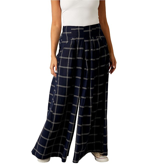 Free People Dance At Dusk Printed Mid Rise Exaggerated Wide Leg