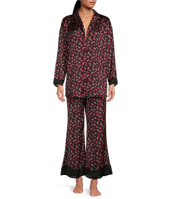 Free People Dreamy Days Floral Print Lightweight Satin Oversized Pajama ...