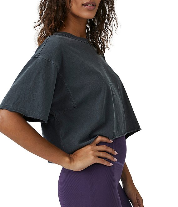 Free People Free People FP Movement Crew Neck Short Sleeve Inspire Oversized Boxy Cropped Shirt, Black - Image 3