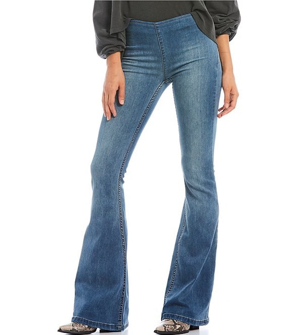 flare leg pull on jeans