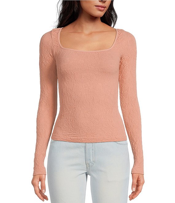 Lucky Brand Women's Square-Neck Lace-Sleeve Tee