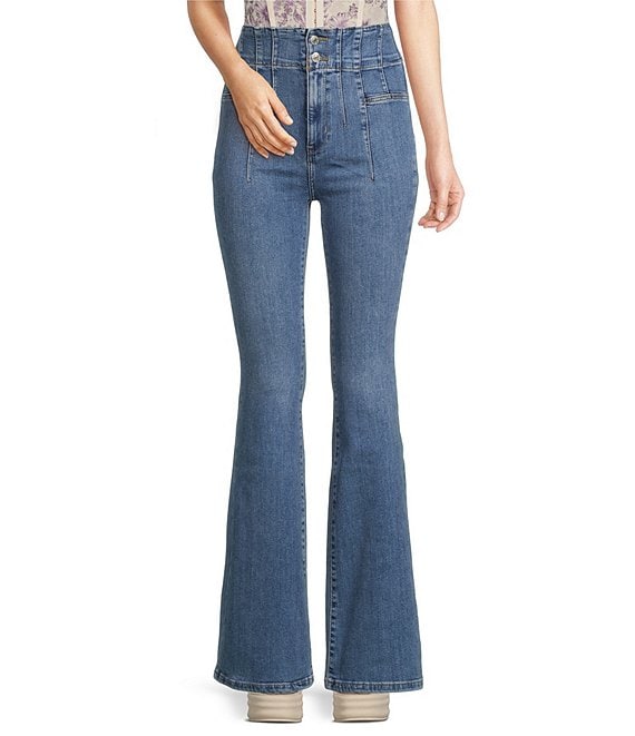 Women's sold SIZE 31 Free People High Waist Jeans With Wide Flare Legs