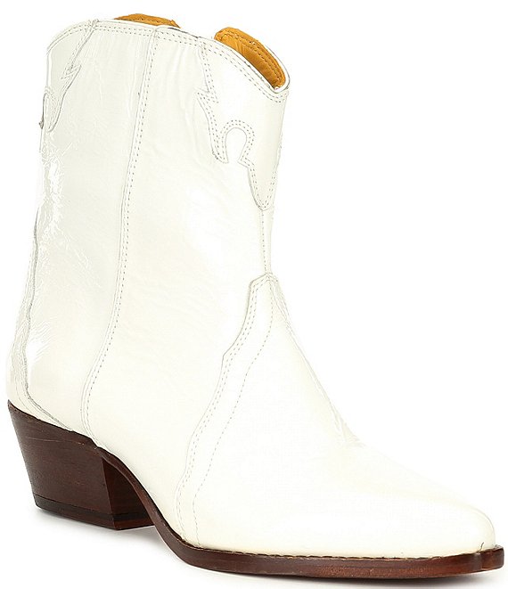 Color:White - Image 1 - New Frontier Patent Leather Western Booties