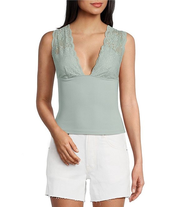 Free People Seamless V-Neck Camisole - Built-In Bra, Sleeveless - Save 66%