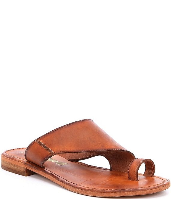 Color:Brown - Image 1 - Sant Antoni Leather Toe Ring Sandals