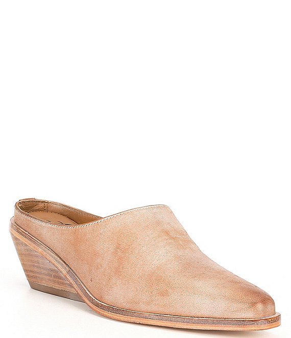Free People Tallulah Leather Western Wedge Mules